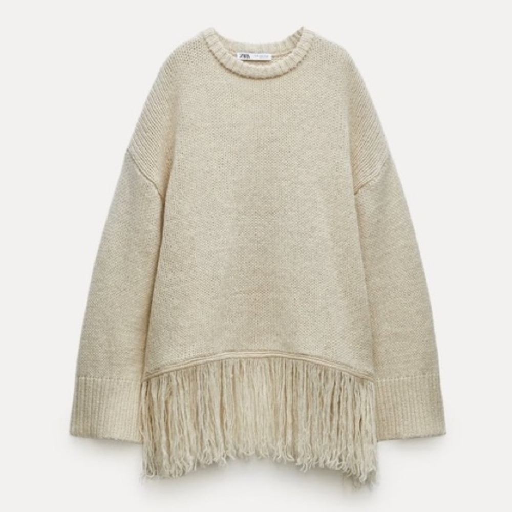ZARA 100% Wool Bloggers Fav Fringed Sweater